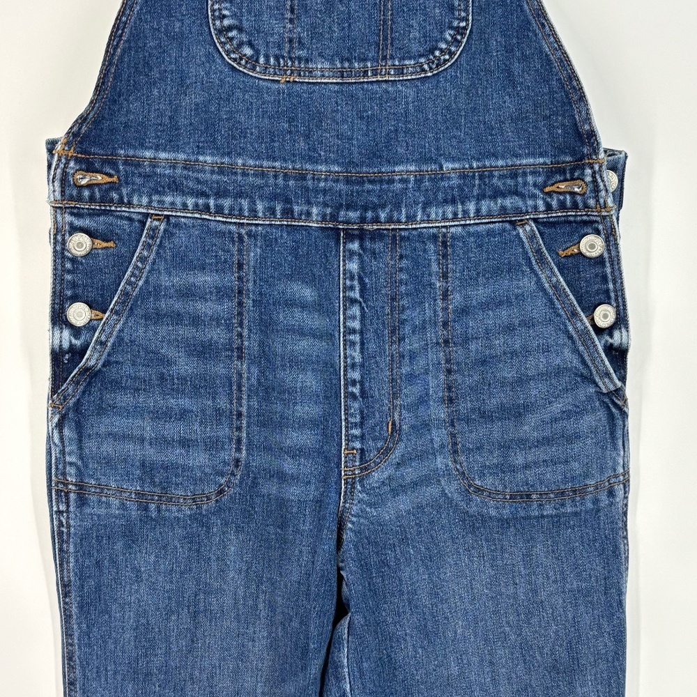 Old Navy Womens Size 4 TALL Overalls Medium Blue Denim Ankle Slim Leg Cotton - Picture 3 of 11